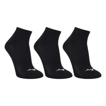 Imagem de Kit Meia Cano Curto Mizuno Prime C/ 6 Pares, Preto, Branco, 33/38