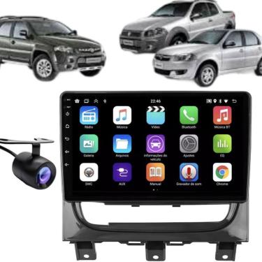 Imagem de Central Multimídia Automotiva E-tech Premium 9 IPS Wi-Fi e Bluetooth com Câmera de Ré e Moldura para Fiat Palio Cinza