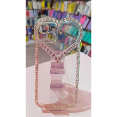 Imagem de Capa Capinha Compatível Celular IPhone 11 Pro Max Coração Com Strass -