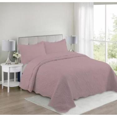 Imagem de Cobre leito + porta travesseiro casal teka (colcha bouti) tinto., ROSE