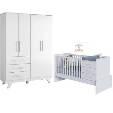 Imagem de Quarto Completo Bebê Beni 4 em 1, Roupeiro infantil 100%MDF - - Moveis