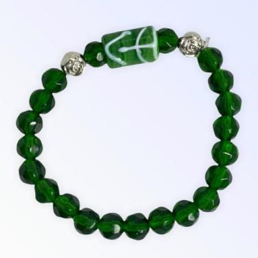 Imagem de Pulseira Oxossi Firma Verde Cristal e Silicone - Lua Mistica