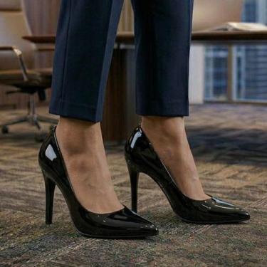 Imagem de Sapato Scarpin Feminino Salto Agulha Alto Bico Fino - LAZZLU, Preto, 3