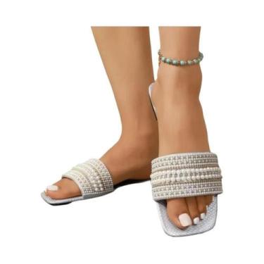 Imagem de Sandálias Femininas Com Pedrarias E Strass, Sola Plana, Moda Verão 202