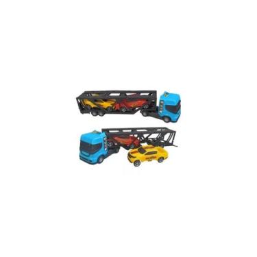 Imagem de Brinquedo caminhão cegonha + 2 carrinhos mini cegonheiro - BS Toys