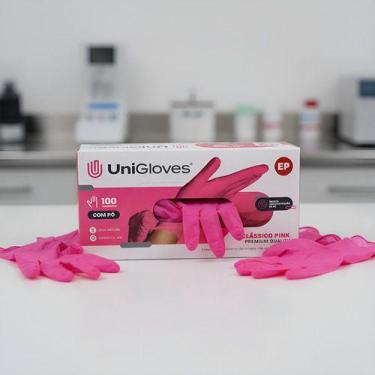 Imagem de Luva Procedimento Latex Pink Com Pó Unigloves 100un, Pink, EP