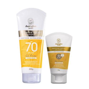 Imagem de Kit Protetor Solar Corporal 200g e Faciel 50g Gel Creme FPS70 Australi