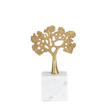 Imagem de Escultura Decorativa Árvore em Mármore e Metal Dourado 23cm 21921 Mart