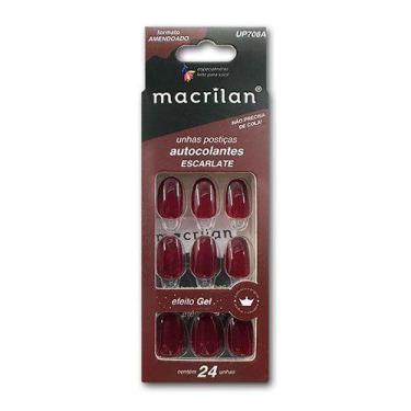 Imagem de Unhas postiças amendoado colantes 24 un. macrilan, ESCARLATE