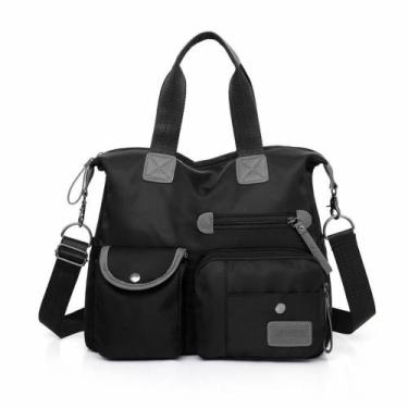 Imagem de BOLSA FEMININA OMBRO NYLON TOTE DE VIAGEM GRANDE CAPACIDADE Cor:Preto 