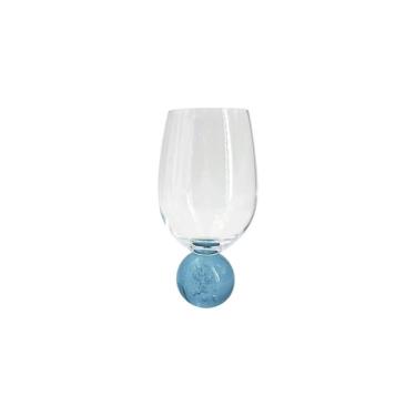 Imagem de Taça Bubble em Cristal 450ML para Água e Drinks Design Texturizado Azul Petróleo Fracalanza