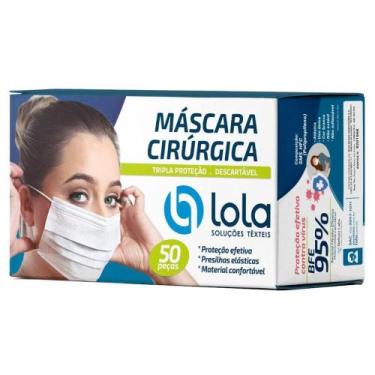 Imagem de Máscara Cirúrgica Descartável Tripla Lola Branca - 50 Unidades