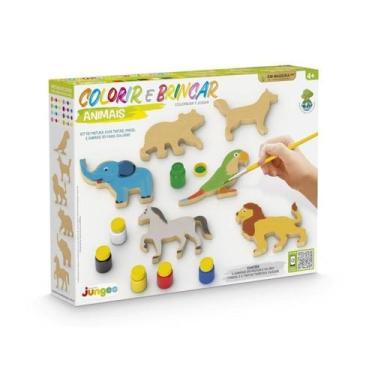 Imagem de Kit colorir e brincar animais 336 junges, Unica