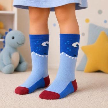 Imagem de Meia Duck Menino Infantil com Estampa Tubarão e Dinossauro Cor:Tubarão