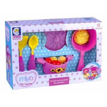 Imagem de Brinquedo Kit Cozinha Miyo 2545 com Acessórios para Faz de Conta Estimula Criatividade Amarelo Cotiplás