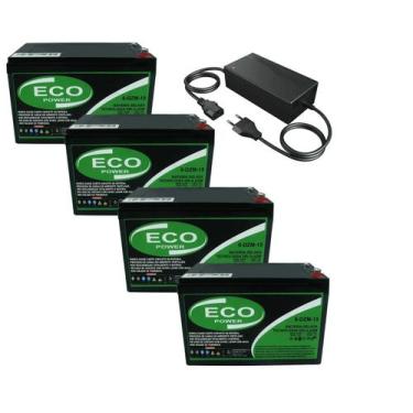 Imagem de Kit 4 Bateria para Bike Elétrica12V 15Ah com Carregador 48V - Eco Powe