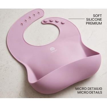 Imagem de Kit Alimentação Silicone 5 Peças para Bebê Babador Prato DivididoTigel