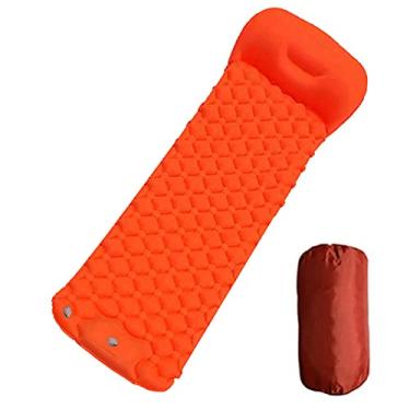 Imagem de GQYYS Almofada de dormir para acampamento, tapete de acampamento autoinflável, almofada de acampamento inflável atualizada com prensa de pé, tapete leve para dormir para caminhadas e viagens, colchão de ar compacto impermeável