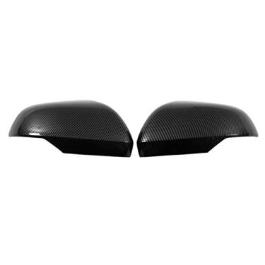 Imagem de Carcaça do espelho externo, capa de espelho retrovisor lateral lisa prática ABS para decoração(Padrão de fibra de carbono)