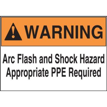 Imagem de Accuform Etiqueta de segurança LELC323, Legend"Warning ARC Flash and Shock Hazard apropriado EPI Required", 8,89 cm de comprimento x 12,7 cm de largura x 0,01 cm de espessura, adesivo Dura-Vinyl, laranja/preto sobre branco
