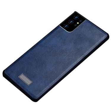 Imagem de Capa para Samsung Galaxy S21/S21 Plus/S21 Ultra, capa protetora de TPU premium ultrafino de couro elegante para negócios elegante capa protetora de TPU (poliuretano termoplástico), azul, S21 Ultra 6,8 polegadas