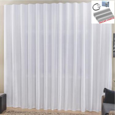 Imagem de Cortina Top Chick 3 Metros Sala Quarto Tecido Ráfia Trilho Comum - Branca