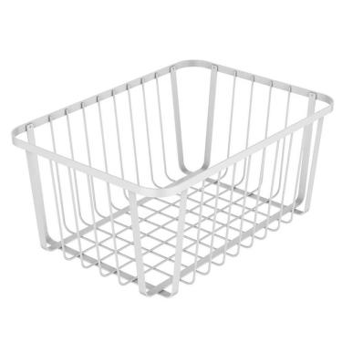 Imagem de Cesto Aramado Multiuso Organizador Fruteira Cozinha Metalla Aço Carbono Branco Yoi