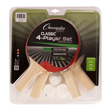 Imagem de Champion Sports Conjunto de tênis de mesa PN100: kit de acessórios para 4 jogadores de pingue-pongue com 4 remates e 3 bolas, equipamento interno de pingue-pongue para homens, mulheres e crianças