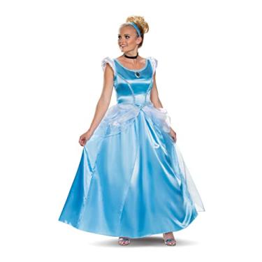 Imagem de Disguise Fantasia feminina da Cinderela, vestido de luxo oficial da princesa Cinderela da Disney, Azul, XL (18-20)