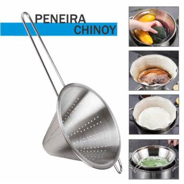 Imagem de Peneira Funil Passador Chinoy 20cm Aço Inox Chef Cozinha Coador De Ole