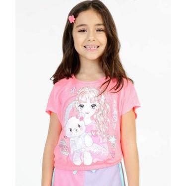 Imagem de Camiseta Infantil Neon Paetês Marisa Tam 4 A 10