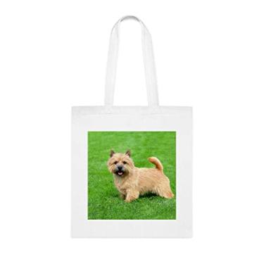 Imagem de Sacola engraçada para cães Norwich Terrier, presente para cachorro Norwich Terrier, aniversário de cachorro Norwich Terrier bolsa reutilizável para cães Norwich Terrier, Branco