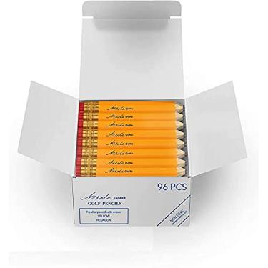 Imagem de Nikola Works Clássico padrão americano #2 HB mini golfe pré-afiado Pew Lápis com borrachas em forma hexagonal a granel 96 unidades