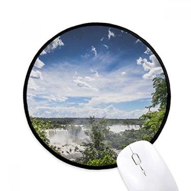 Imagem de DIYthinker Florestal cachoeira verde ciência natureza cenário mouse pad desktop escritório tapete redondo para computador