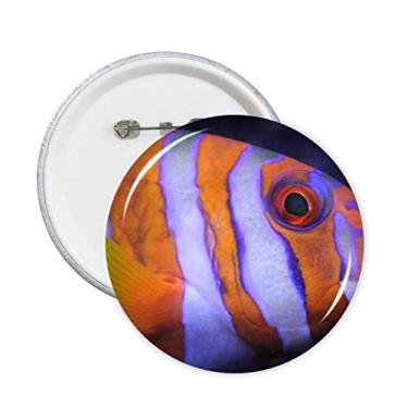 Imagem de Broche redondo de peixe tropical de animal marinho com emblema de botão para decoração 5 peças