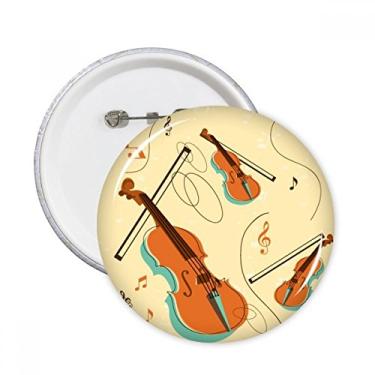 Imagem de Instrumentos musicais de violino padrão alfinetes redondos emblema botão decoração acessório 5 peças
