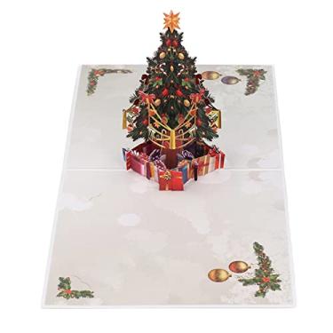 Imagem de Cartões de Saudação de Natal 3D, Cartões de Presente de Design de árvore de Natal Espumantes Com Envelope para Férias de Inverno de Natal