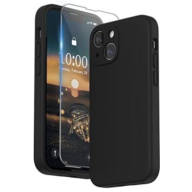 Imagem de SURPHY Compatível com capa para iPhone 13 Mini com protetor de tela, (proteção da câmera + forro de microfibra macio) capa de telefone de silicone líquido 5,4 polegadas 2021, preta
