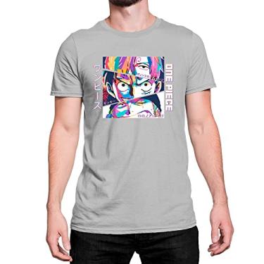Imagem de Camiseta T-Shirt One Piece Quadrinho Colorido Algodão Cor:Cinza;Tamanho:P