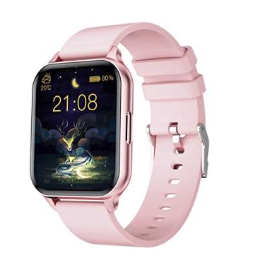 Imagem de Relógio inteligente compatível com telefone Android Bluetooth 1,7" Fino e leve tela cheia Touch Smartwatch Sport Fitness Tracker masculino feminino para Android à prova d'água (rosa) little