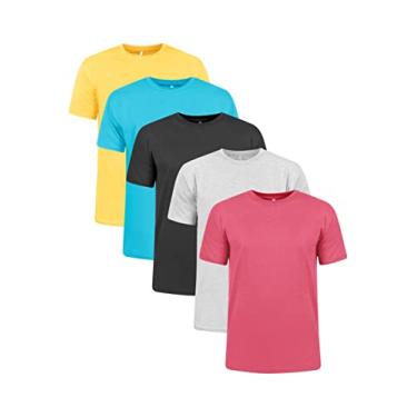 Imagem de Kit 5 Camisetas 100% Algodão (Ouro, Turquesa, Preto, Mescla, Vinho, P)