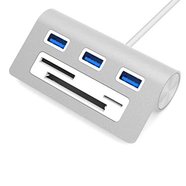 Imagem de SABRENT Hub USB 3.0 de alumínio premium de 3 portas com leitor de cartão multiem-1 (cabo de 12") para iMac, todos os MacBooks, Mac Mini ou qualquer PC (HB-MACR)