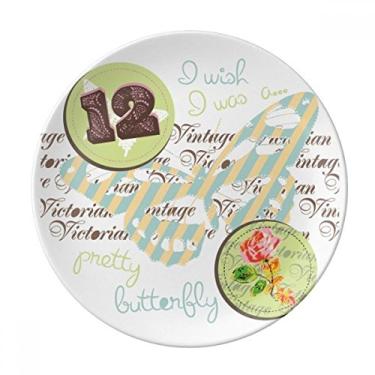 Imagem de Selos e placa de borboleta decorativa de porcelana Salver louças de jantar