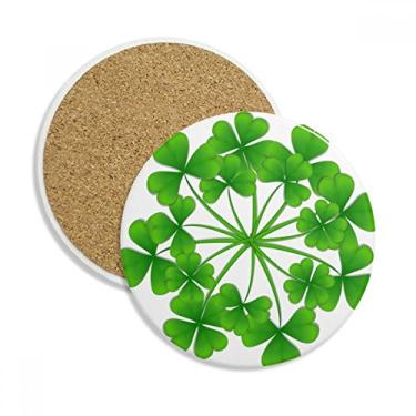 Imagem de Caneca de porta-copos com trevo de quatro folhas da Irlanda Dia de São Patrício Caneca de proteção de mesa Pedra absorvente