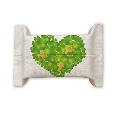 Imagem de Clover Heart Ireland St.Patrick's Day Suporte de capa de papel para lenços faciais Bolsa de linho de algodão
