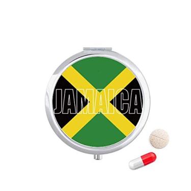 Imagem de Caixa de comprimidos com nome da bandeira do país Jamaica, caixa de armazenamento de medicamentos, dispensador de recipiente