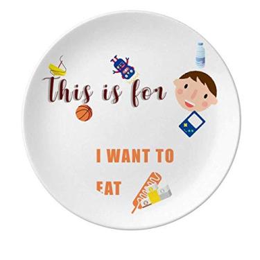 Imagem de Prato de porcelana Eat Sausage Desire Life para jantar redondo