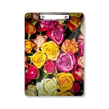 Imagem de Prancheta de prancheta com rosas brancas e rosa vermelha A4