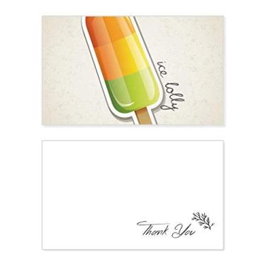 Imagem de Picolé verde laranja e amarelo, doce, cartão de agradecimento cartão de aniversário saudação casamento agradecimento