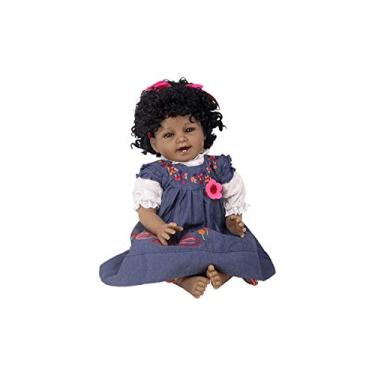 Imagem de Boneca Original Bebê Reborn Realista Menina Negra 55CM Com Acessórios e Certificado